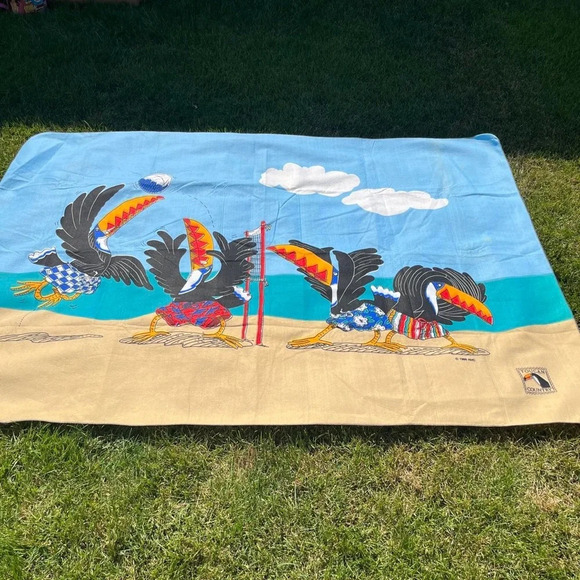 Rare Vintage Chatham AMC theaters toucan country beach blanket 60”x87”